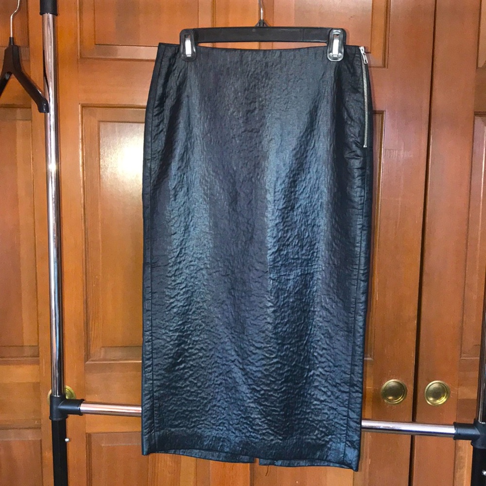 Poleci Pencil Skirt, Black, Texturized, Size 2